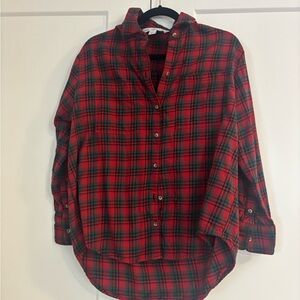 Old Navy Red and Green Plaid Button-Down Shirt